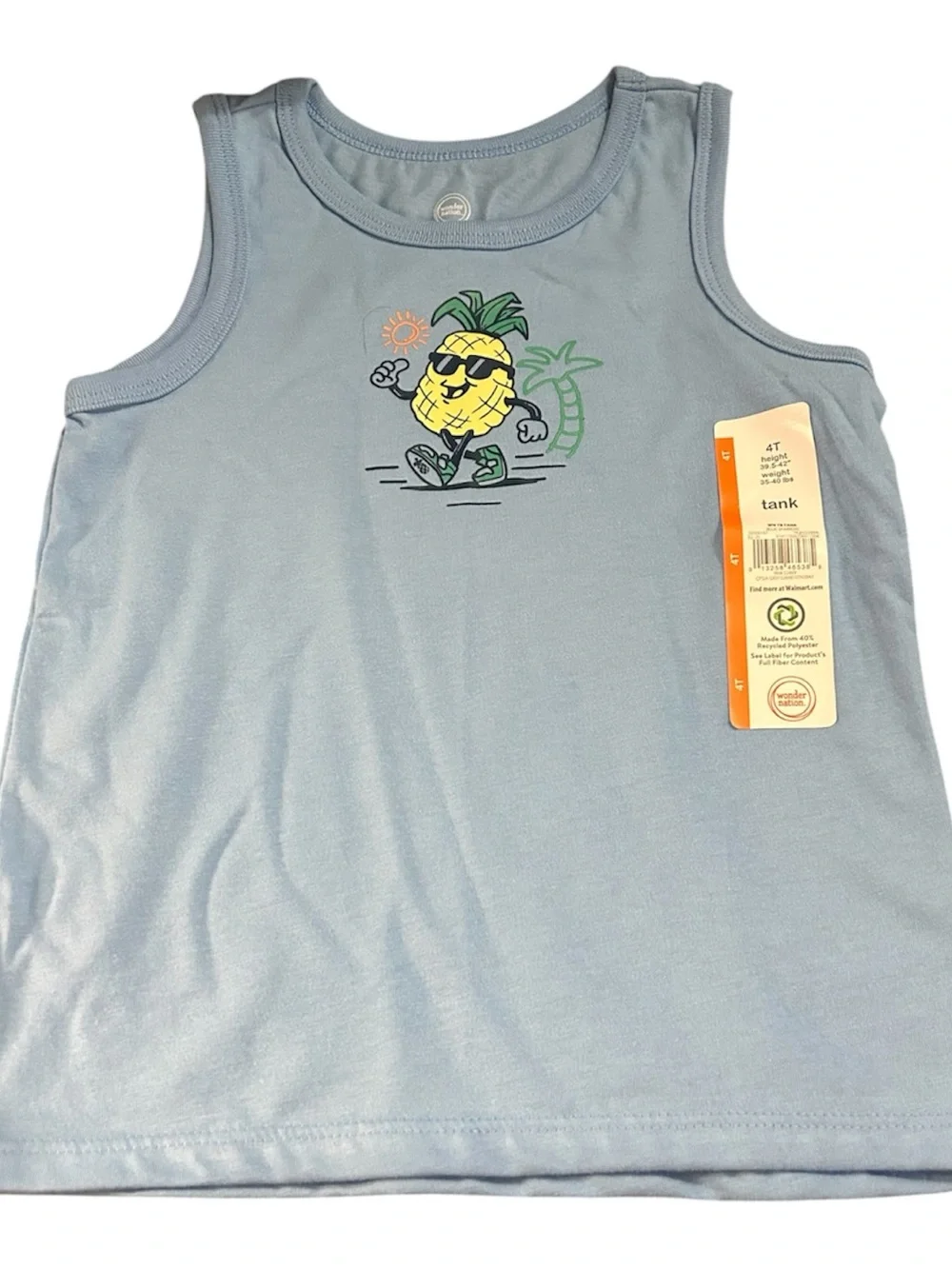 wonder nation Blue, Orange & Cream Kids Tank Top 3-Pack with Playful Prints